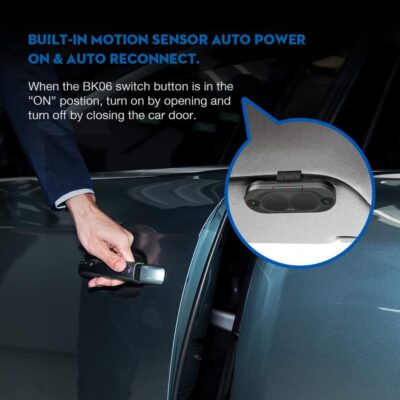 Besign BK06 Bluetooth 5.0 in Car Speakerphone with Visor Clip, Wireless Car Kit for Handsfree Talking, Motion Auto On, Siri Google Assistant Support, Dual 2W Speakers - Image 4