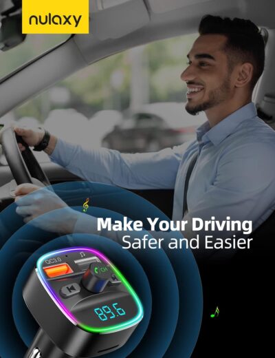 Nulaxy Bluetooth FM Transmitter, Bluetooth Car Adapter with Dual USB Charger Wireless Radio Car Kit MP3 Player Support TF Card & USB Disk, Hands-Free Calling, 7 Colors Led Backlit Light, Black - Image 7