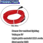 EL Wire Car Interior LED Strip Lights, 5V 16FT Neon Light Strip with Sewing Edge, USB Electroluminescent Car Interior Lights with Fuse Protection, Vehicle Ambient Lighting Decorations (Red) - Image 2
