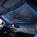 Foldable Windshield Sun Shade Umbrella, 55" x31" Reflective Car Window Cover for Front Window Heat Insulation Protection, for Auto Sedan, SUV Windshield