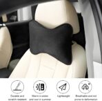 Car Headrest Pillow, Suede Soft Comfortable Breathable Vehicle Seat Neck Support Cushion with Adjustable Strap, Ergonomic Design Auto Head Rest Pad, Universal for Sedan RV Truck (Black) - Image 5