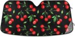 Cherry Car Windshield Sun Shade Watercolor Fruit Foldable UV Ray Sun Visor Protector Sunshade to Keep Your Vehicle Cool (51" x 27")