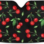 Cherry Car Windshield Sun Shade Watercolor Fruit Foldable UV Ray Sun Visor Protector Sunshade to Keep Your Vehicle Cool (51" x 27")