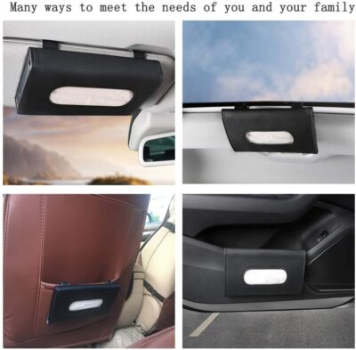 Fredysu Car Visor Tissue Holder, Sun Visor Napkin Holder Backseat Tissue Case, Premium Car Tissue Box for car, Vehicle (Black) - Image 2