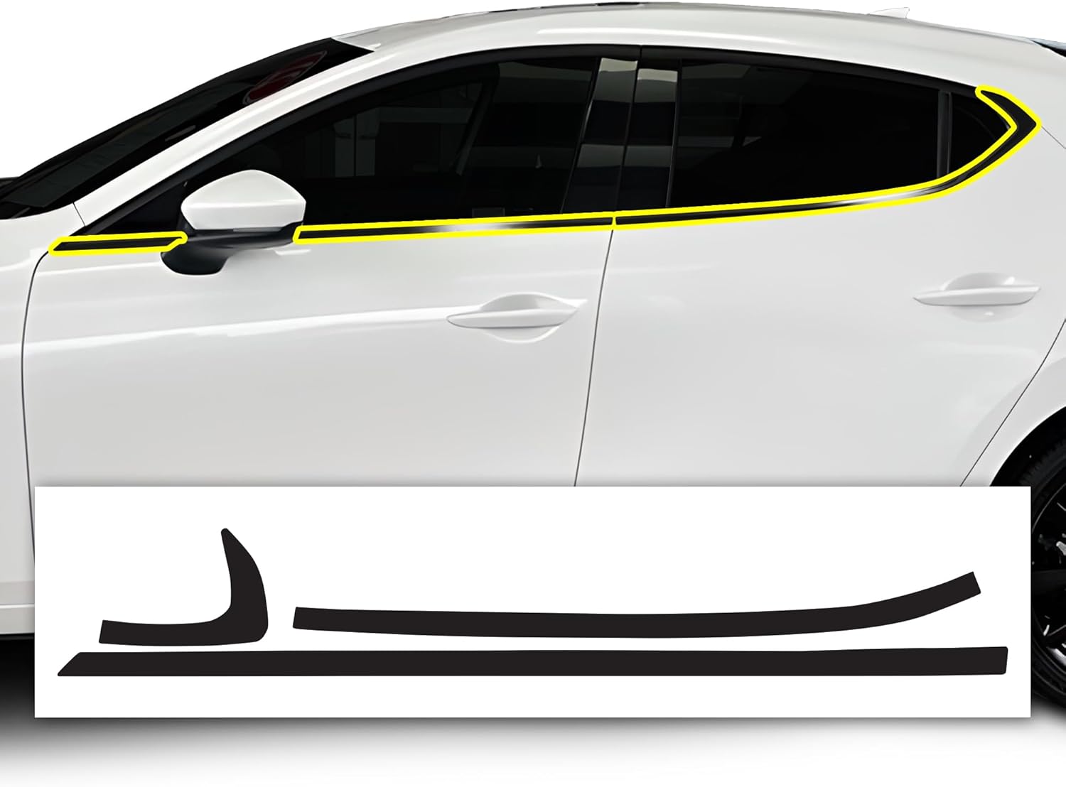 61SlQCyLdFL._AC_SL1500_.jpg BOGAR TECH DESIGNS for Mazda 3 Hatchback 2019-2026 Side Window Chrome Delete – Precut Vinyl Trim Overlay, Gloss Black Blackout Appearance - Image 1