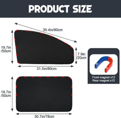 ZATOOTO 4 Pack Car Privacy Curtains, Full Blackout Car Window Shades, Universal Fit for Most Cars, Great for Travel, Camp, Privacy - Image 3