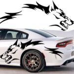 JSCARLIFE Wolf Graphics Car Body Stickers Decals 1 Set 51.1" x 19.69", Car Body Stickers Vinyl Self-Adhesive Side Strip Decal Cool Stickers for Jeep Truck SUV (Black)