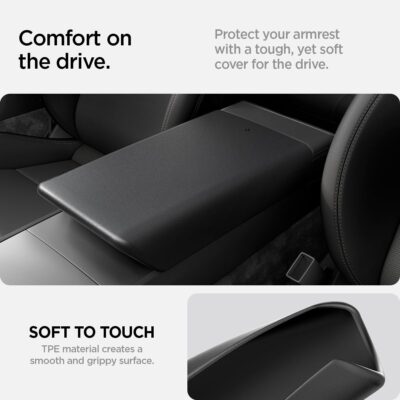 Spigen Center Console Armrest Cover for Tesla Model Y Juniper (Standard, Premium & Performance 2026/2025) and Model 3 Highland (Standard, Premium & Performance 2026/25/24) - Black - Image 4