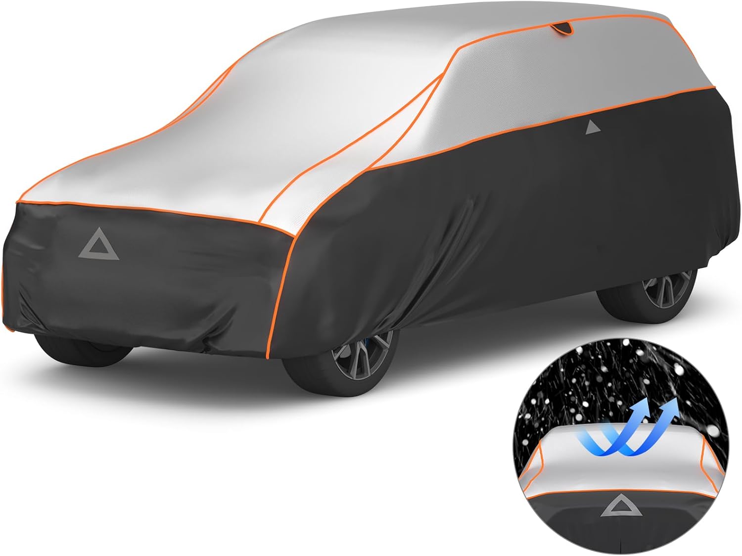 61SvZT6tNsL._AC_SL1500_.jpg Favoto Hail Protection Car Cover - Waterproof SUV Car Cover Padded Anti-Hail Snow Rain Protector for Automobiles Outdoor Heavy Duty with Reflective Stripes Full Exterior Cover Fits SUV up to 198" - Image 1