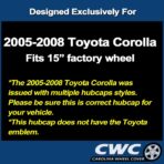 Premium Replica Hubcap Set, Replacement for Toyota Corolla 2005-2008, 15-inch Wheel Cover (4 Pieces) - Image 3