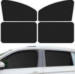 QUICTO Car Window Sun Shades, Universal Interior Accessories - Double-Sided Black (4pcs)