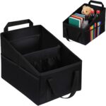 Car Seat Organizer for Front & Back Seat, Passenger Seat Storage Caddy with Divider, Mesh Pockets & Handles, Foldable Waterproof Car Organizer for Kids & Adults