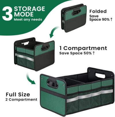 Car Trunk Organizer, Car Storage Organizer, Collapsible Multi Compartment for Car, Suv, Sedan, Truck, 100L, Extra Larger (Green, 50L) - Image 4