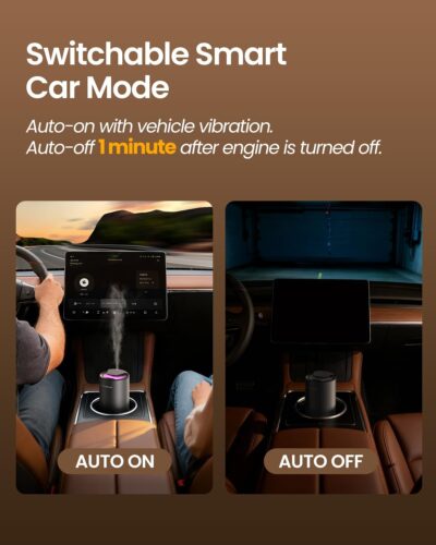 Waterless Diffuser for Essential Oil, Smart Car Air Freshener Diffuser with 3 Mist Grades & 3 LED Light Colors, Auto On/Off, Rechargeable Scent Air Machine - Image 5