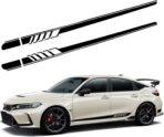 2 PCS Car Side Skirt Decals, 88.58" x 4.52" Long Stripes Stickers, PVC Auto Personalized Stickers, Waterproof Body Decoration, Universal for Most Cars, Trucks, SUVs (Black)