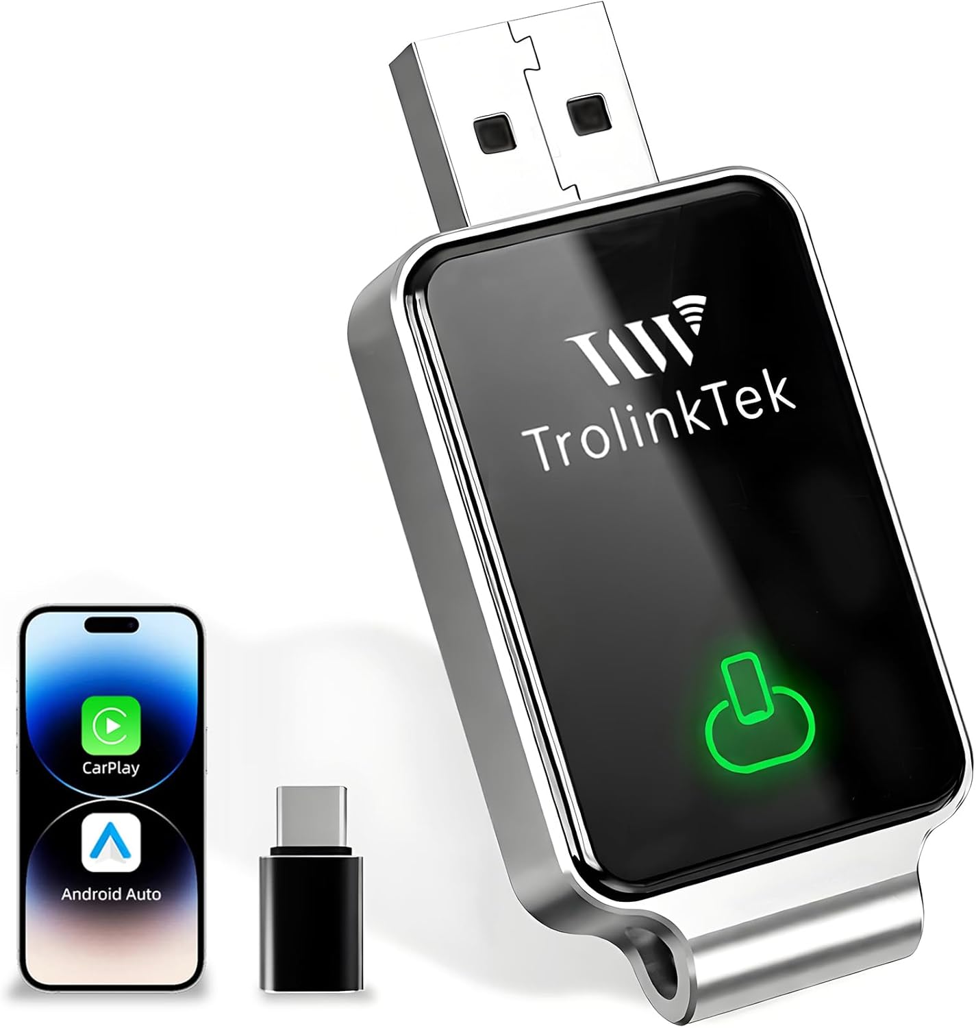 61TO-QAvCL._AC_SL1500_.jpg Mini Wireless Carplay Adapter for Apple iPhone, Converts Wired to Wireless Car Play Adapter, CarPlay Dongle Stick for Car(2015+), USB & Type-C Plug & Play for iPhone iOS 10+ Android 11+ - Image 1