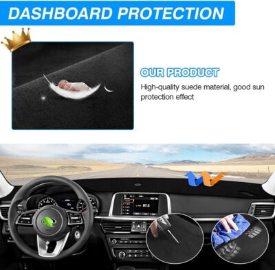 CARTIST Custom Fit for Suede Dash Cover 2016 2017 2018 2019 2020 Kia Optima Dashboard Mat Non-Slip Dash Mat Pad Carpet Odorless Sunshade Glare UV Rays Protector - Image 5