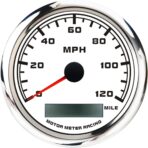 MOTOR METER RACING W Pro 85mm 3-3/8" GPS Speedometer Digital Odometer 120 MPH Waterproof White Dial Red LED for Car Truck Marine Boat Yacht Motorcycle
