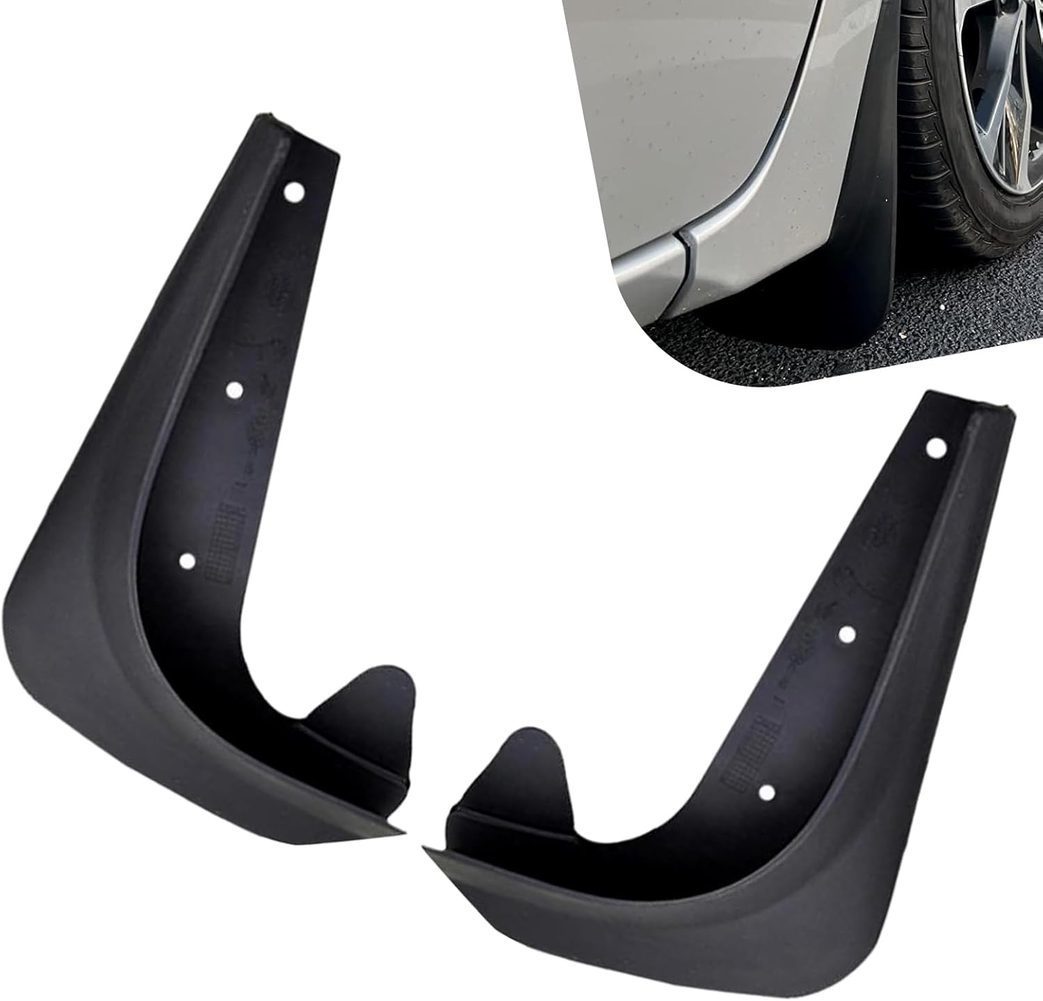 61Te8UBinqL._AC_SL1500_.jpg 2 PCS Car Mud Flaps, Splash and Stain Resistant Tire Splash Guard, 8.27 x 12.6In Front Side Decorative Tire Splash Guards, for Most Sedans (Black# S) - Image 1