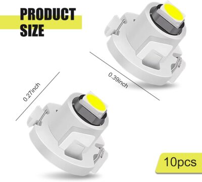 10 PCS Car T4.2 LED Bulbs, 12 V 3030 SMD High Brightness Dashboard Indicator Light, Plug and Play Wide Angle HVAC Climate Control Bulb, Interior Lighting Replacement for Car (White) - Image 2