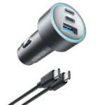 Anker USB-C Car Charger, iPhone 17 Car Charger, 67W 3-Port Compact Fast Charger, 535 Car Adapter with PIQ 3.0 for iPhone 17/16/15/14 Series, Galaxy S25/24/23, MacBook, iPad, and More (Cable Included)