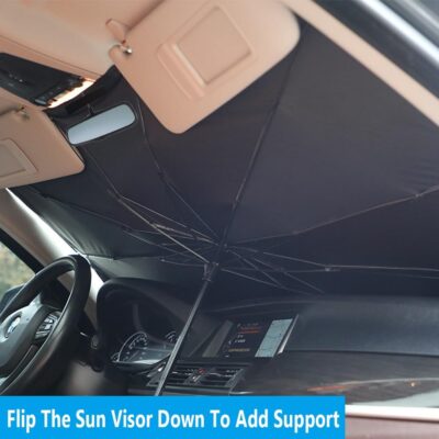Windshield Sun Shade 2025 Car Accessories 100% Blackout Car Front Windsow Shades Umbrella Automotive Sun Visor Block Heat Insulation Protection (Gry Eyes) - Image 6