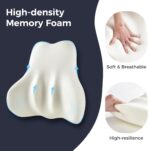 Coverado Lumbar Support Pillow for Car, Ergonomic Memory Foam Back Pillow for Office Chair, Back Cushion for Back Pain Relief, PU Leather Car Lumbar Support for Driving Seat - Beige - Image 4