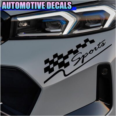 Checkered Racing Flag Car Sticker Decal, Vinyl Waterproof Automotive Bumper Stickers, Vehicle Window Sport Decoration Accessories for Truck, Laptop, Motorcycle, Bicycle(Black) - Image 3