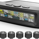 RV Tire Pressure Monitoring System, 6-Wheel Real Time Wireless TPMS Sensors Set of 6 for Cars, SUVs & Light Trucks (0-9.9 BAR, 0-144 PSI, Solar/USB Charging)±3 PSI (6 Sensors)