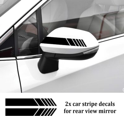 6PCS Racing Stripes for Cars - 2PCS Car Hood Decal + 2 Car Side Decals + 2 Car Mirror Stickers,Water-Resistant Stylish Car Decal Exterior CCar Accessories for Cars,Trucks (Black) - Image 5