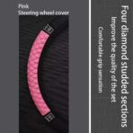 Microfiber Leather Steering Wheel Cover with Anti-Slip Lining Universal Car Accessory for Steering Wheel with a Diameter of 14.5-15 inch (Pink) - Image 2