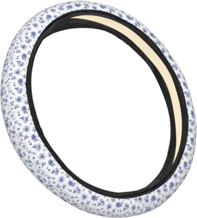 Dujiea Floral Pattern Elastic Stretch Steering Wheel Cover, Anti-Slip and Durable Car Steering Wheel Accessories for Women Men, 15 Inch Universal Fit Car, Truck, SUV - Image 3