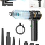 Baiwade Foldable Cordless Handheld Car Vacuum Cleaner, 15000PA High Power 2-in-1 Mini Vacuum Duster & Inflator, with 3-Speed Brushless Motor for Car Care, Home, Office, Pet