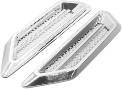 uxcell 2Pcs Chrome Adhesive Car Side Fender Vent Air Flow Decoration Sticker 17 x 4.5cm - Image 2