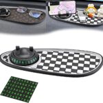 Multifunctional Car Anti Slip Pad, Multifunctional Rotatable Phone Holder Car DashboardMat with Temporary Parking Number, Auto Dashboard Organizer for Phone, Sunglass and Keys (Black-White)