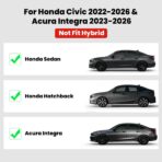 LASFIT Floor Mats for Honda Civic 2022-2025 2026 Sedan Hatchback Si (Include Sport), with&w/o USB Port | for Acura Integra 2023-2026, All Weather Car Floor Liners, 1st & 2nd Row, Black - Image 2