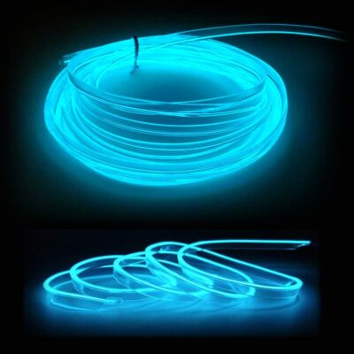 El Wire Ice Blue Interior Car LED Strip Lights, 5M Neon Wire USB 5V with Fuse Protection for Automotive Interior Decoration, with 6mm Sewing Edge - Image 3