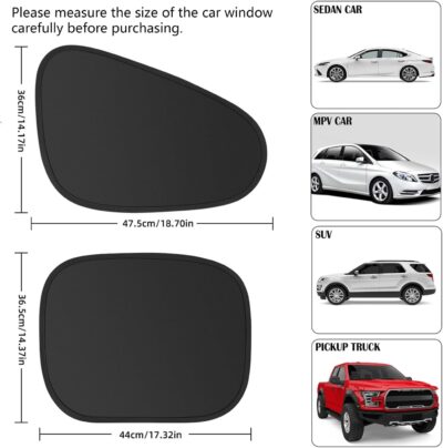 4PCS Car Window Shade, Automobile Sunshade, Car Sun Blocker, Static Suction car Window Sunshade, 99% Sun-Blocking Rate, Front and Rear Window sunshades - Image 4