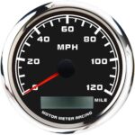 MOTOR METER RACING W Pro Series 85mm 3-3/8" GPS Speedometer Digital Odometer 120 MPH Black Dial White LED Waterproof for Car Truck Marine Boat Yacht Motorcycle