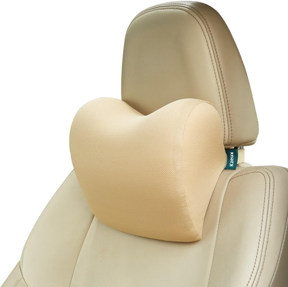 61V476YOBVL._AC_SL1000_.jpg Car Neck Pillow - Memory Foam Cervical Relief Cushion, Headrest Support for Pain, Beige - Image 1
