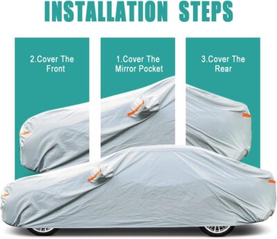 6 Layers Car Cover for Coupe Sports Waterproof All Weather, Heavy Duty Full Exterior Cover Suitable for Audi TT, BMW Z4, Subaru BRZ, Porsche 718 Boxster Cayman etc. Size A2 (See Size Chart) - Image 8