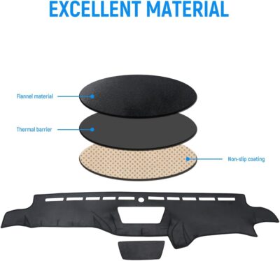 BIBLOZ Dash Cover 2011 2012 2013 2014 2015 2016 2017 for Jeep Wrangler JK JKU Unlimited Sport Sahara Rubincon Accessories Black Flannel Dashboard Cover Mat Car Dashboard UV Sun Protection - Image 5