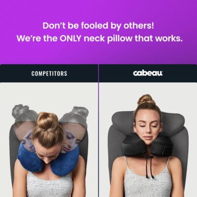 Cabeau Evolution S3 Airplane Travel Pillow for Long Flights - Supportive Memory Foam Body Positioner with Seat Straps to Secure Your Head and Neck and Provides 360 Support (Jet Black) - Image 7