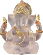 Indian God Lord Ganesha Statue,Transparent Lmitation Glass Hindu Elephant Statue Ganpati Idol Buddha Sculptures,Hindu Gift,Home Temple Mandir Meditation Yoga Room Decor 5.5" - Image 8