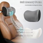 2 Pack Car Headrest Pillow for Neck Support,Memory Foam Neck Rest Cushion, Breathable Removable Cover & Ergonomic Design, for Driving Comfort, Neck Pain Relief, Travel - Image 2