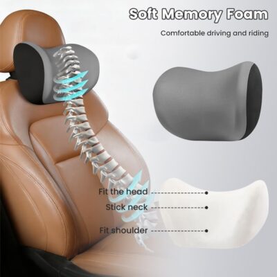 2 Pack Car Headrest Pillow for Neck Support,Memory Foam Neck Rest Cushion, Breathable Removable Cover & Ergonomic Design, for Driving Comfort, Neck Pain Relief, Travel - Image 2