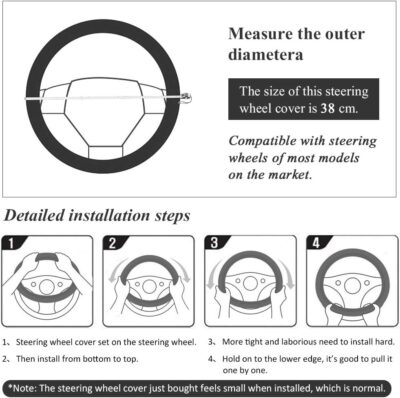 Car Steering Wheel Cover with Durable PU Leather, Universal 18 inch Fit for Car Truck SUV, Breathable Anti Slip Auto Steering Wheel Covers for Men and Women - Image 7