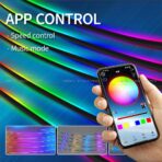 Ambient Lighting Car Led Lights Interior,43.3’’ USB Powered Acrylic Neon Flexible Strip Fiber Optic LED Ambient Lighting Kits with Remote APP, RGB Music Lights Sync for Inside car Dashboard - Image 4