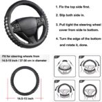 West Llama Microfiber Leather Car Steering Wheel Cover for Men Women,Universal Fit 14.5-15 inch(Leather Nails-Gray+Black-Standard Size) - Image 7
