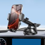 Car Phone Holder with Suction Cup Base Adjustable Dashboard Windshield Mount Smartphone GPS Use Stable Hands Free Driving